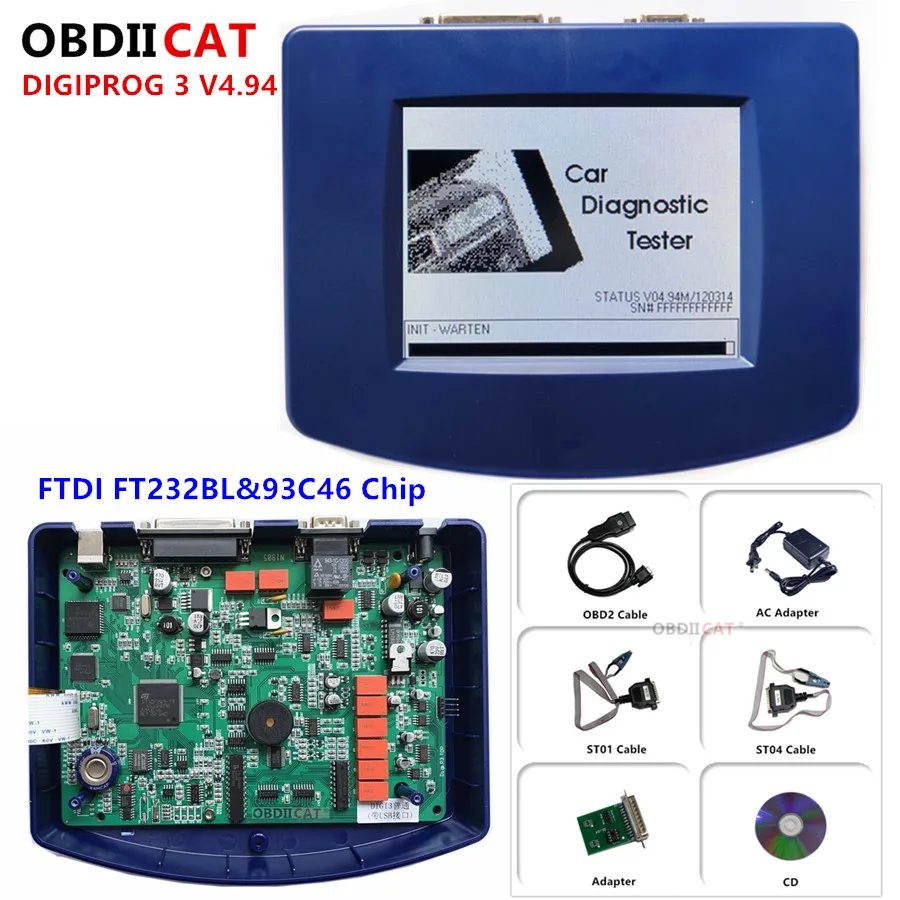 Версия Digiprog 3 V4.94 obd с кабелем OBD2 ST01 ST04 OBD II полным программным обеспечением
