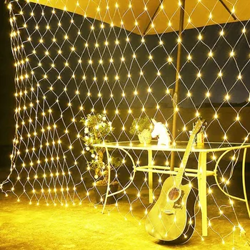 3*2M 10*1M 6*4M Kerst Netto Mesh String Light Outdoor Gordijn fairy Guirlande Ijspegel Licht Voor Tuin Patio Wedding Party