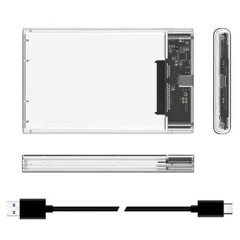 

2.5 inch SATA to USB 3.1 Transparent 5Gbps Gen 1 Type-C Solid State Drive Dick Box Adapter for Windows Mac OS Desktop PC Laptop