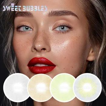 

SweetBubbles Polar Lights Series Natural Color Myopia Prescription Contact Lenses with Degree Power Gray Brown Green Eye Lens