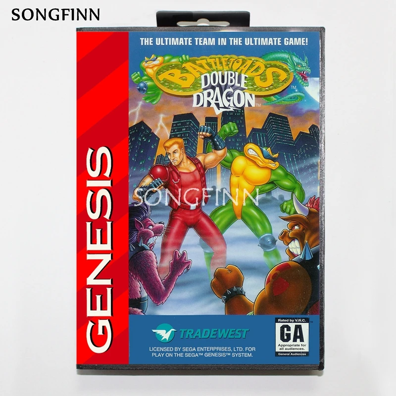 16 бит MD карта памяти с коробкой для sega Mega Drive для Genesis Megadrive-Battletoads Double Dragon