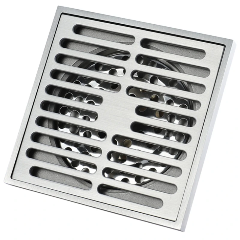 

Square Shower Cubicle with Detachable Grate for Bathroom and Kitchen, Made of Copper, Shower Floor Drain with Removable Cover, A