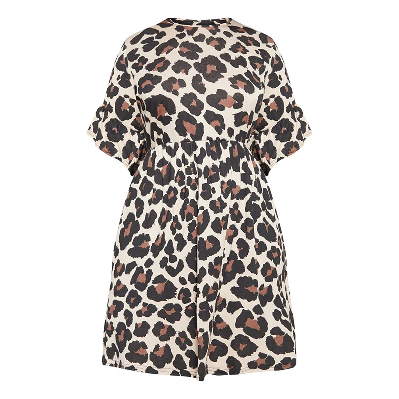 Kissmilk женское сексуальное леопардовое платье с круглым вырезом, в горошек, свободного покроя, с коротким рукавом, длиной до колена, миди