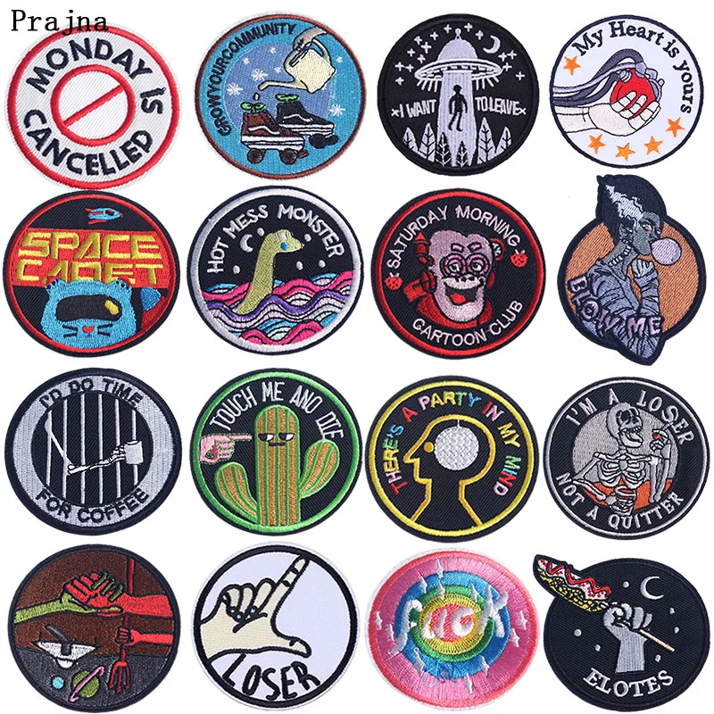 

Prajna Hippie Round Badge Patches For Clothing DIY Ironing Embroidered Patch To Cloth Coat Jeans Applique Decoration Wholesale F