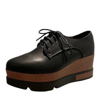 

2020 new women's high-heeled single shoes pointed toe strap all-match black wedge platform shoes