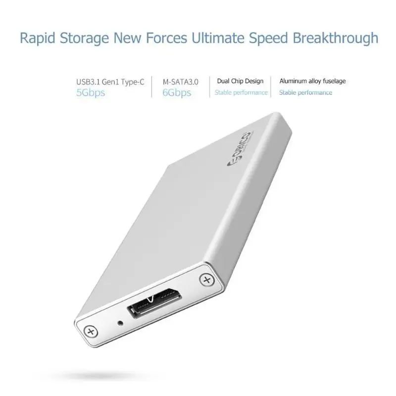 ORICO MSA-U3 USB 3,0 для M-SATA мобильный жесткий диск HDD адаптер коробка 5 Гбит/с Внешний твердотельный диск для подключения жесткого диска чехол Поддержка 2 ТБ