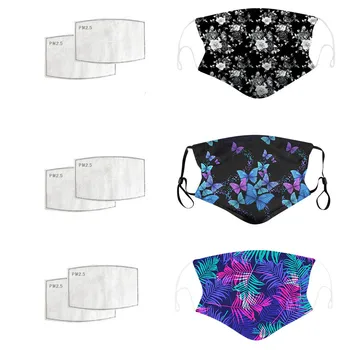 

3PC Masks With 6 PCS Filters Washable and Reusable Windproof Foggy Haze Mouth Cover Fashion Printing Face sheild Mascarilla