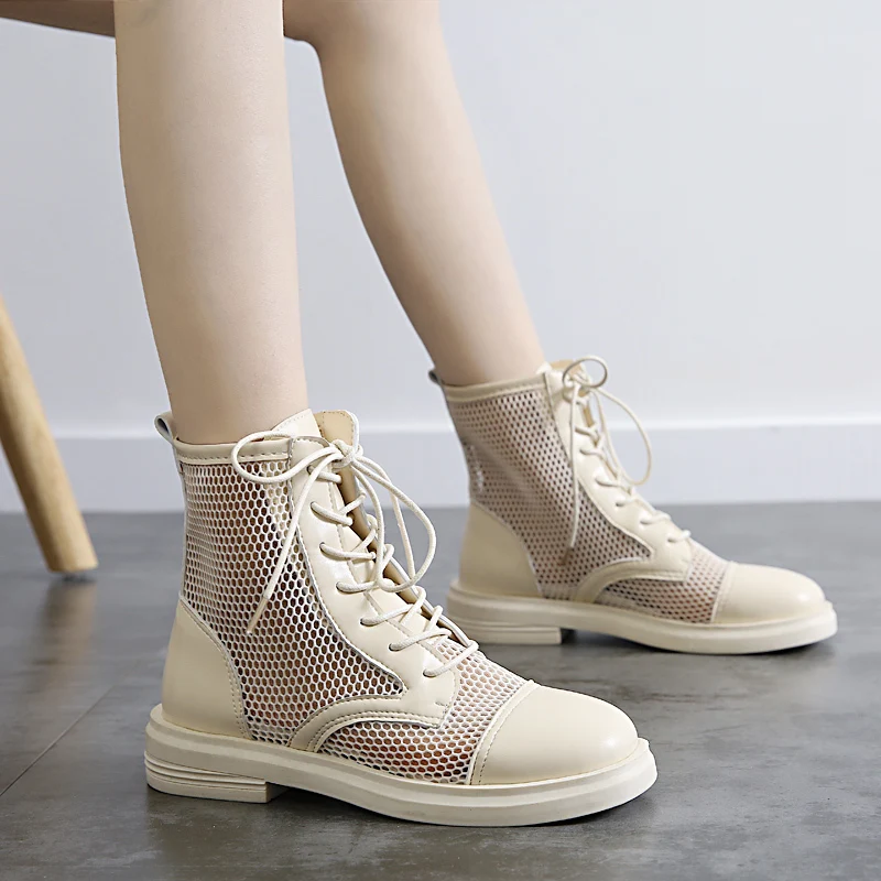 

Martin boots British style 2020 spring and summer flat boots Chelsea boots summer fashion breathable mesh boots women's shoes