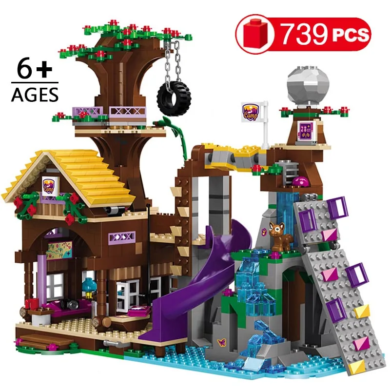 

739PCS Adventure Camp Tree House Model Building Blocks Girls Friends Building Bricks Compatible Major Brands Figure Toys Gift