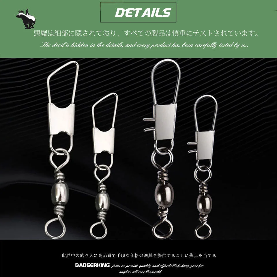 Anti-rust Snap Swivel Stainless Steel Fishing Swivels Accessories Set