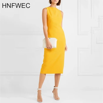 

2020 new summer fashion women clothingSummer back split hip skirt pencil skirt yellow dress summer show yellow dress K045