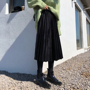 

Skirt Women's Autumn And Winter Korean-style Versatile Loose-Fit Slimming Mid-length A- line Skirt G