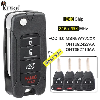 Keyforkess 315/ 433MHz ID46 Chip modificato Flip Foldind 4 pulsanti telecomando portachiavi per auto per Chrysler 200 300 Sebring PT Cruiser Liberty