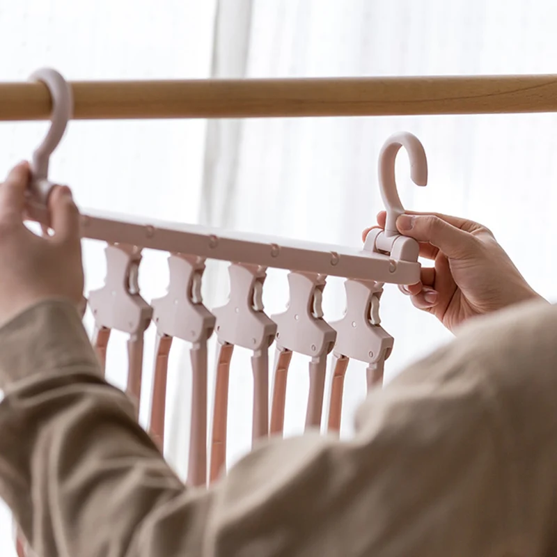 

6 In 1 Adjacent Multifunction Magic Folding Hanger Slip-Resistant Space Saving Hanger With Hook Closet Organizer Storage Racks