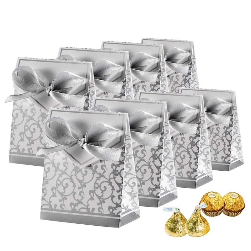 NEW-100Pcs Свадебные любимые конфеты коробки сумки с лентой силиконовые формы для выпечки подарок вечерние украшения