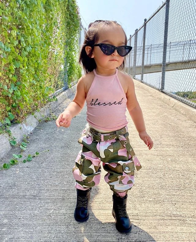 Baby Girls 2pcs Clothes Set Sleeveless Letter Printed High Neck Halter Tops  With Camouflage Printed Long Pants - Children's Sets - AliExpress