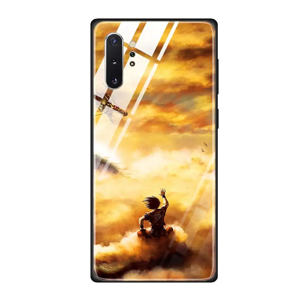 Чехол для телефона из закаленного стекла для Samsung Galaxy S10 S10E S9 S8 Note 9 10 105G Plus A50 A30 TPU Мягкий край чехол DRAGON BALL Z DBZ Gok