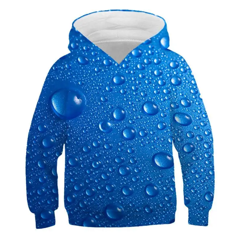 

Raindrop 3D printed men's hoodie, blue raindrop men's and girls' fashionable children's hoodie jackets