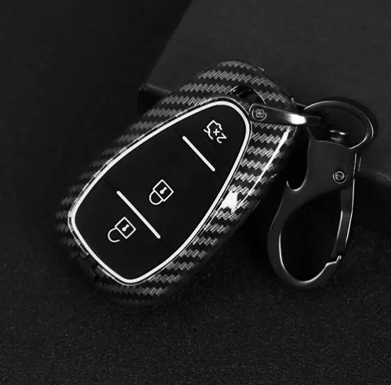 Углеродное волокно сплав+ силиконовый Автомобильный Дистанционный корпус умного ключа Fob Крышка для CHEVROLET MALIBU EQUINOX CRUZE CAMARO - Название цвета: C Black