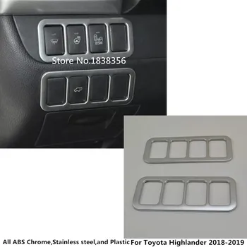 

For Toyota Highlander 2018 2019 2020 Car Detector Sticker Cover ABS Chrome Front Head Fog Light Switch Trim Frame Lamp 2pcs