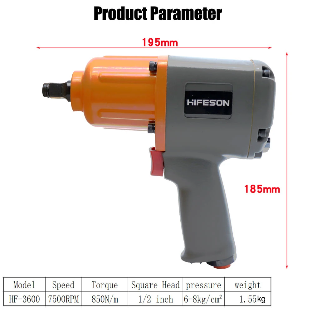 Пневматический гаечный ключ 1/" 850N ударная головка крутящего момента гаечный ключ снятие покрышек инструмент гайка рукава набор инструментов