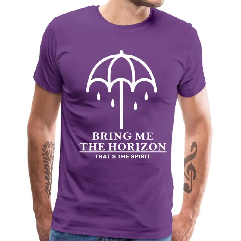 Футболка мужская с надписью BRING ME THE HORIZON модная тенниска круглым вырезом майка из