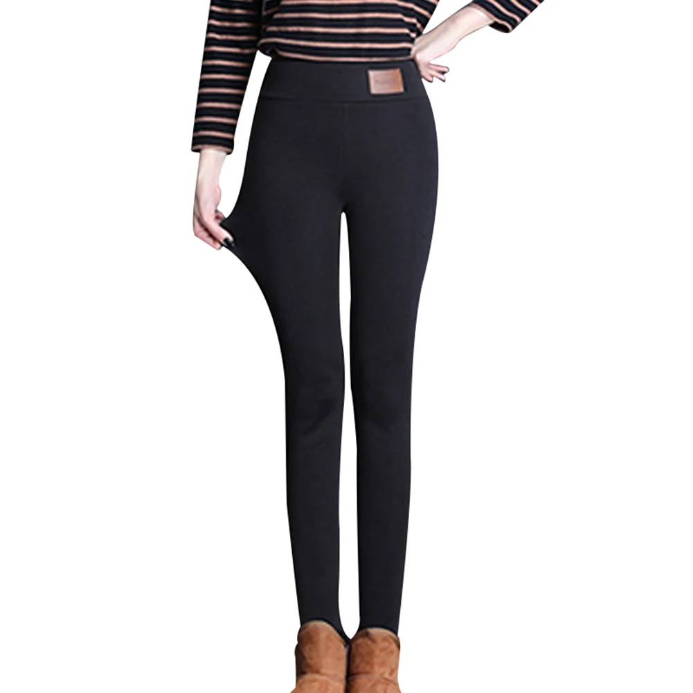 Зимние женские теплые колготки утолщенные с флисовой подкладкой повседневные женские брюки XRQ88 - Цвет: Black