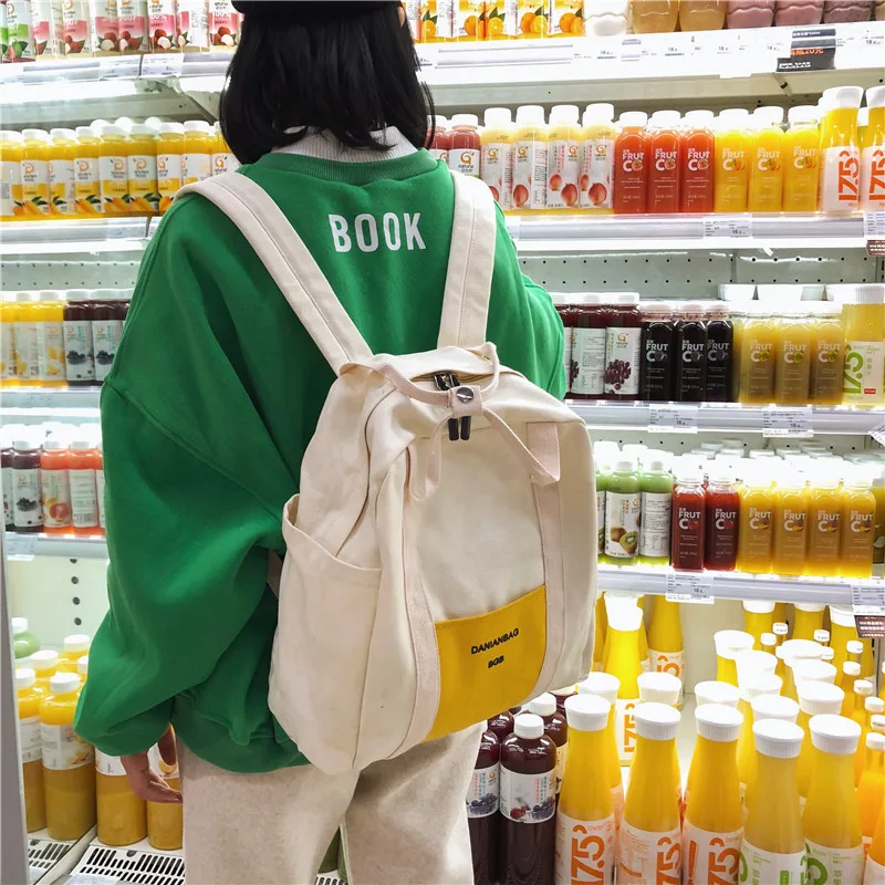 

2019 Spring And Summer Two Season Japanese Style Style Fresh Canvas Shoulder MEN'S AND WOMEN'S Handbags Fashion Figure Embroider