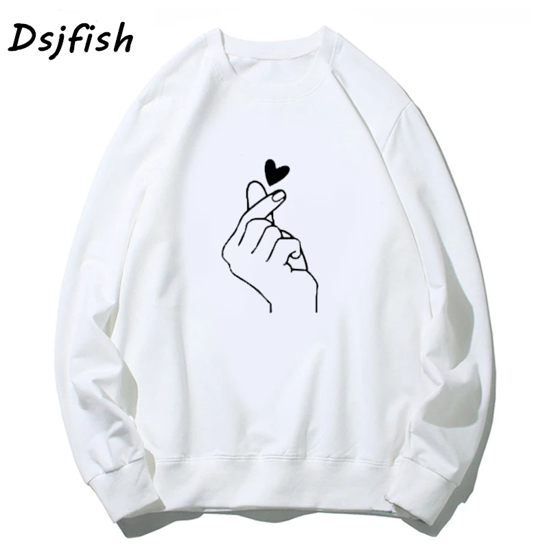 Women hoodies sweastshirts Love Hand Funny casual long sleeve hoodie men Tops Femme fashion cooton hoody for girl boy
