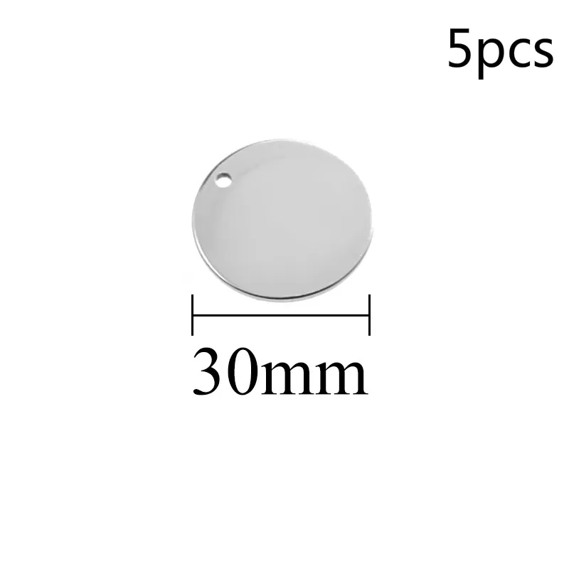 Нержавеющая сталь, металлическим украшением и закругленным штамповки пустые теги металла для изготовления бижутерии поставка Accessori6/8/10/12/14/15/18/20/25/30/40 мм - Окраска металла: 30mm 5pcs