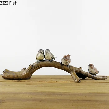 

Bird House Storage Ornaments Retro Resin Little Bird Animal Figurine Key Remote Storage Decor Rack Home Decoration Accessories