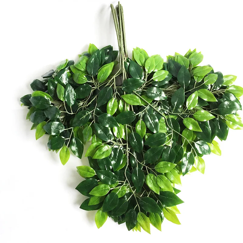 

artificial Banyan leaves plastic Ginkgo biloba leaves Garden hotel Decoration fake plants artificial grass artificial plants