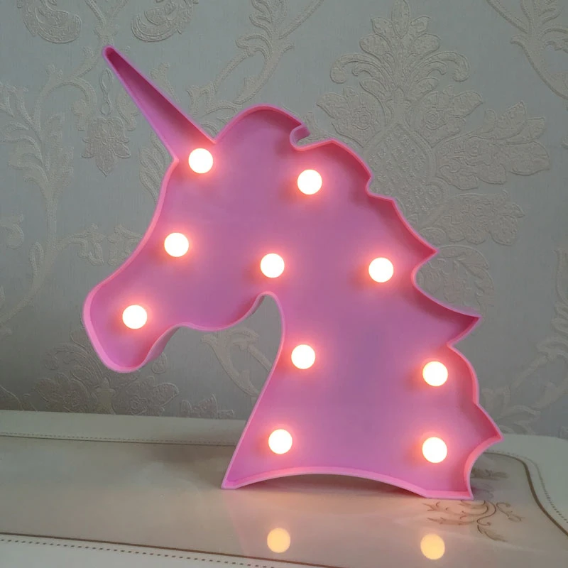 Светодиодный детские ночные светильники Фламинго Единорог светодиодный светильник подвесной светодиодный светильник ананас кактус звезда светильник Настенный светильник декоративный светильник ing - Испускаемый цвет: Unicorn head1