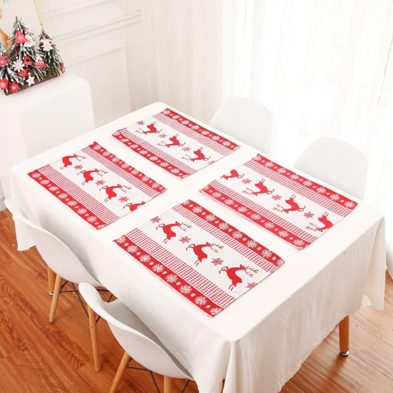 Рождественские салфетки для стола вышитый стол коврик Салфетка тарелка салфетка под столовые приборы для украшение для рождественской вечеринки