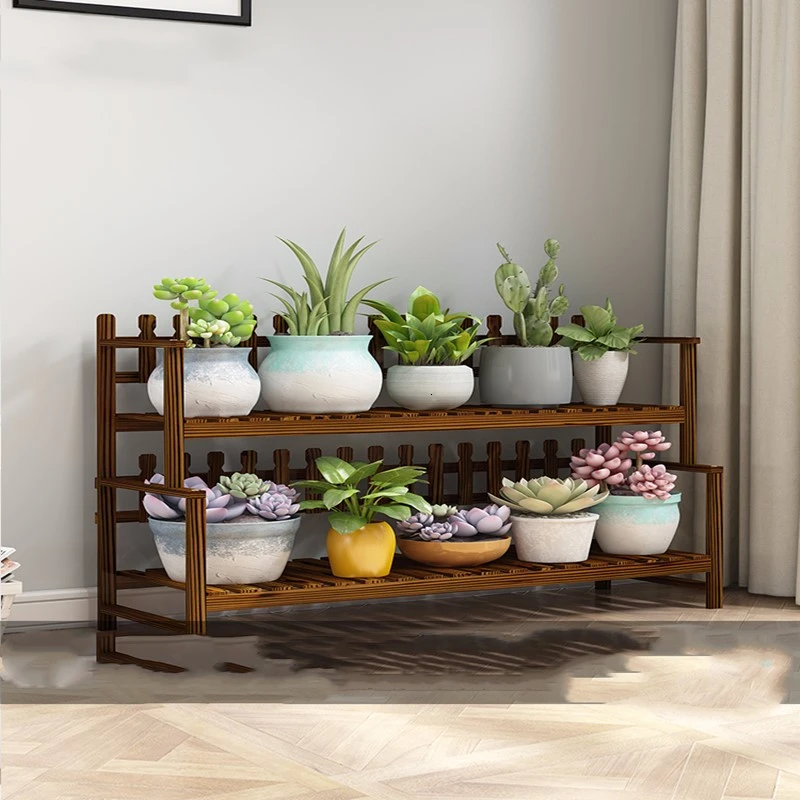 

Landing Type Indoor Flowerpot Frame Anticorrosive Inscribed Wooden Slip About Balcony Flower Rack Shelf