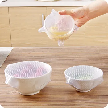 

3pcs/Set Silicone Bowl Lid Stretch Cover Cooking Pot Cover Wrap Sealer Pan Vacuum Reusable Food Fresh Lid Suction Cover