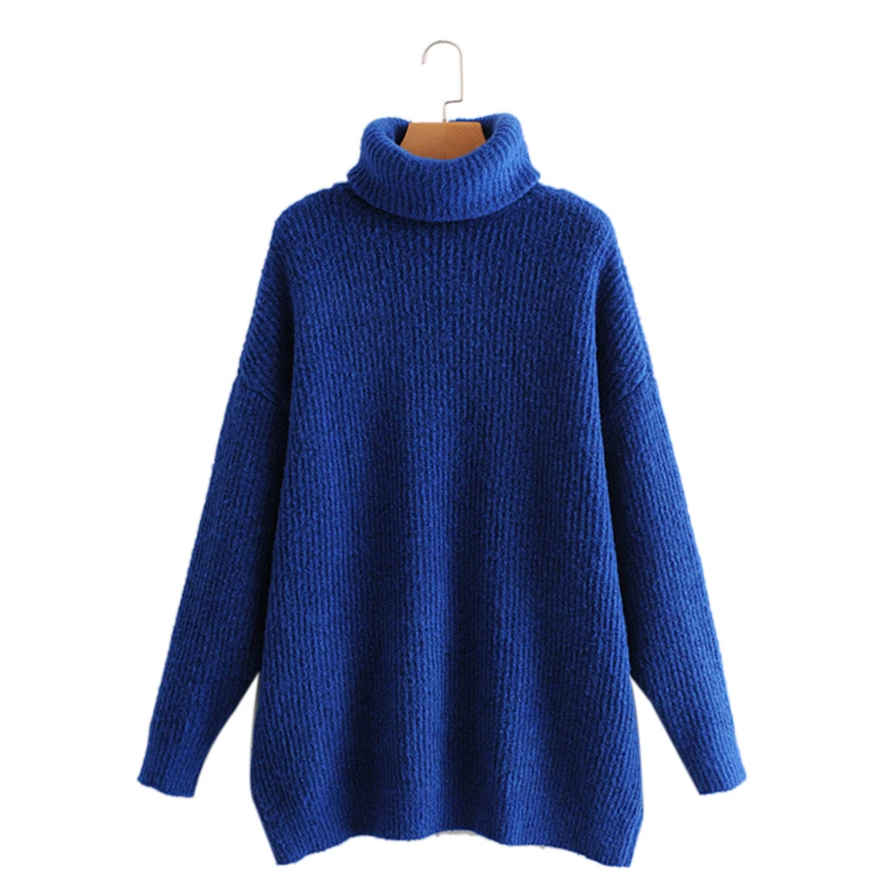 

Women Oversize Basic Knitted Turtleneck Sweater Female Solid Turtleneck High Collar Stand SweaterCollar Pullovers Warm
