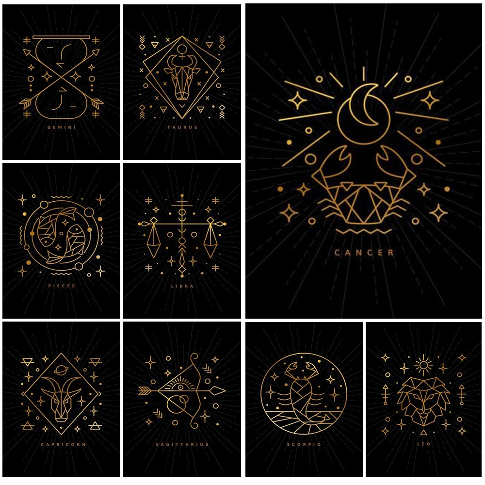 

Divination Moon Cancer 12 Constellation Wall Pictures For Living Room Home Decor Nordic Poster Wall Art Canvas Painting Unframed