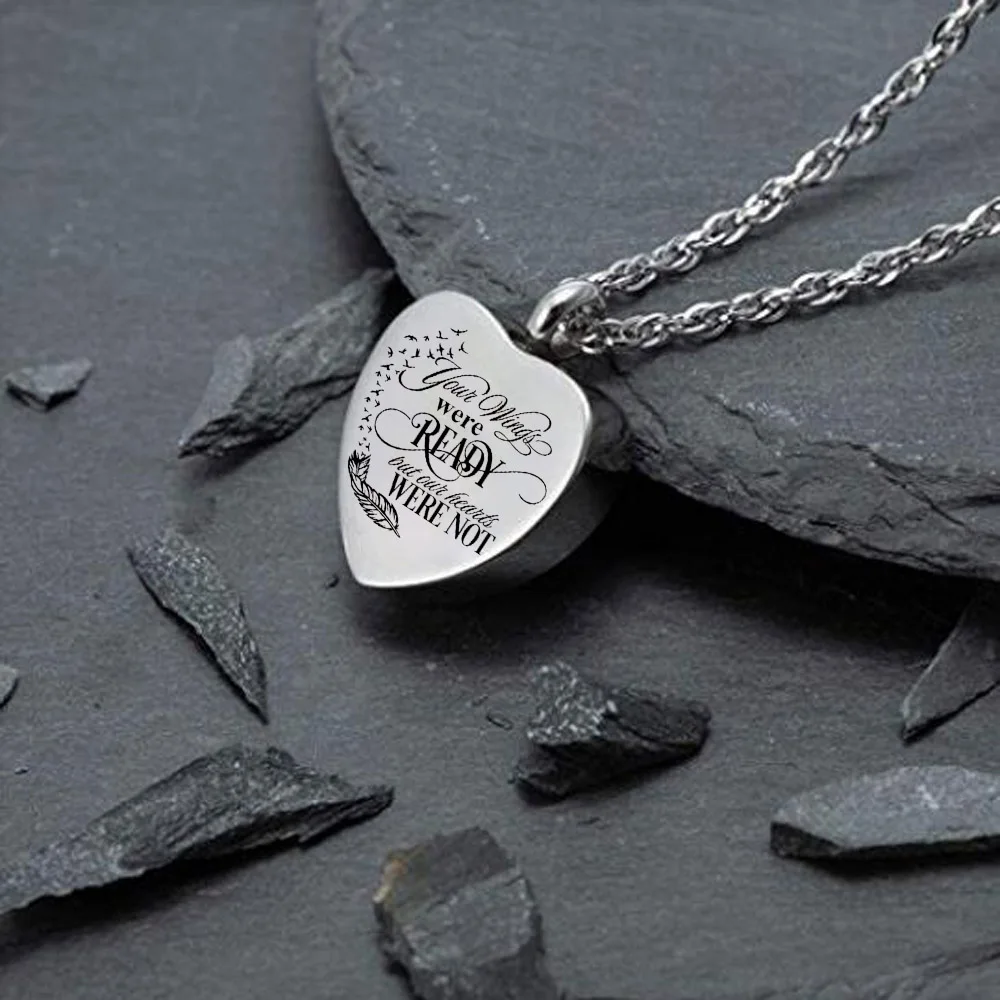 Heart Cremation Urn Necklace for Ashes Urn Jewelry Memorial Pendant with Fill Kit and Gift Velvet Bag