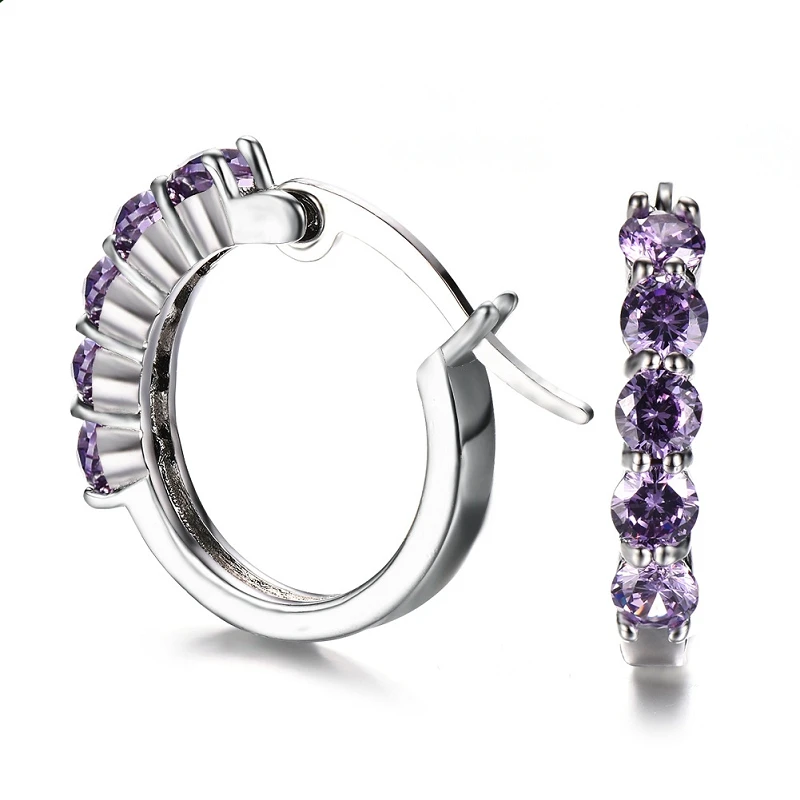 Jellystory, классические серьги Siver, 925, ювелирные серьги, круглый Изумруд, сапфир, рубиновый аметист, серьги-кольца для женщин, свадебные, вечерние, подарки