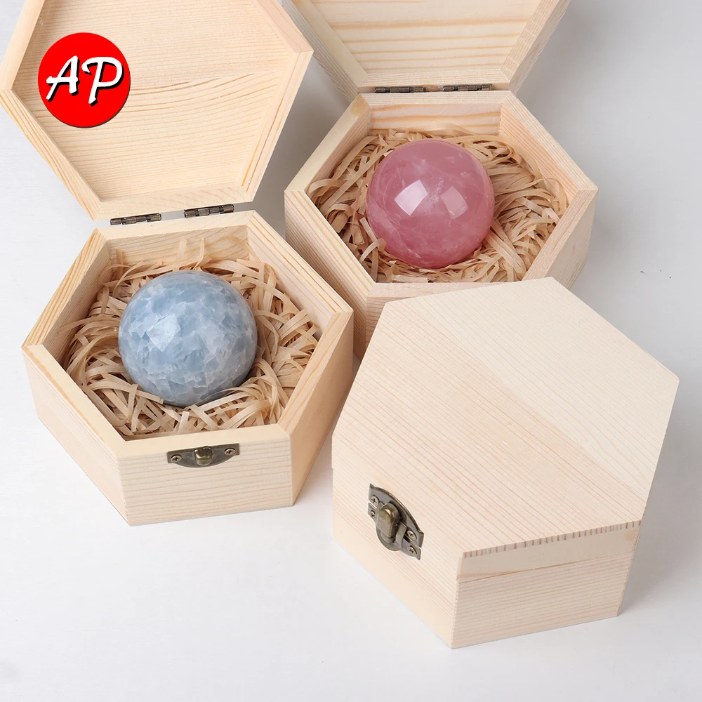 

1pc Natural High-quality Crystal Sphere Rose Quartz Healing Ball Sphere Gem Home Decorate Feng shui Crafts with Woodbox