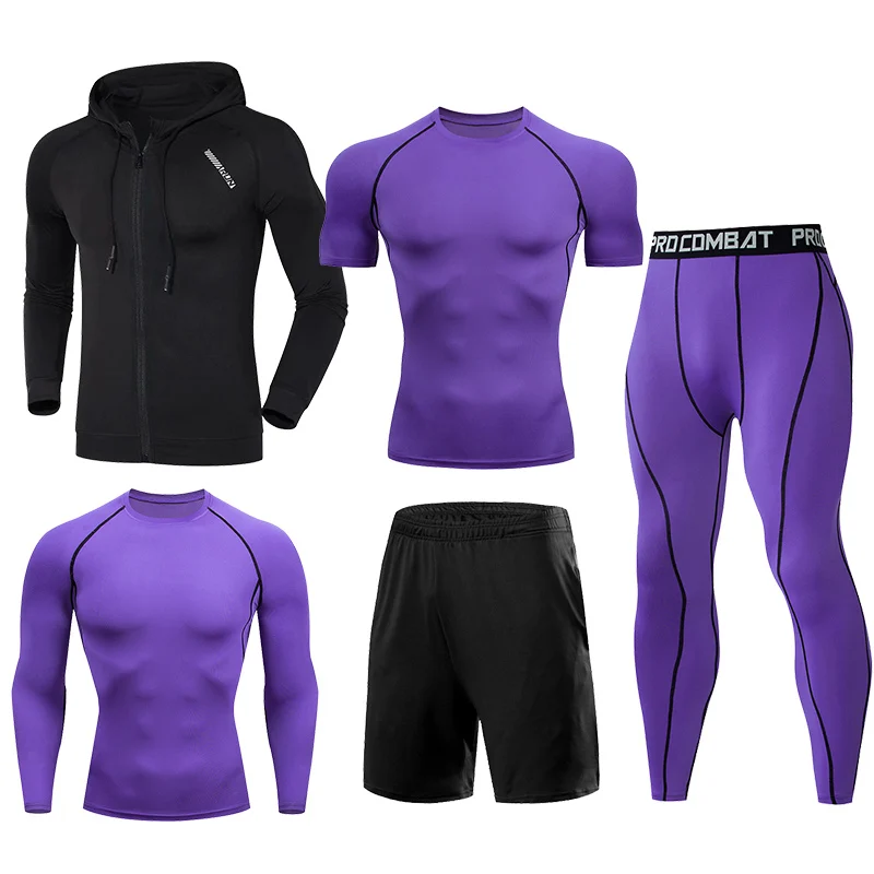 Спортивный костюм для спортзала, мужские наборы для бега, спортивная одежда для фитнеса, быстросохнущие баскетбольные колготки, компрессионное нижнее белье, спортивный костюм, одежда - Цвет: 5A-8755101108170