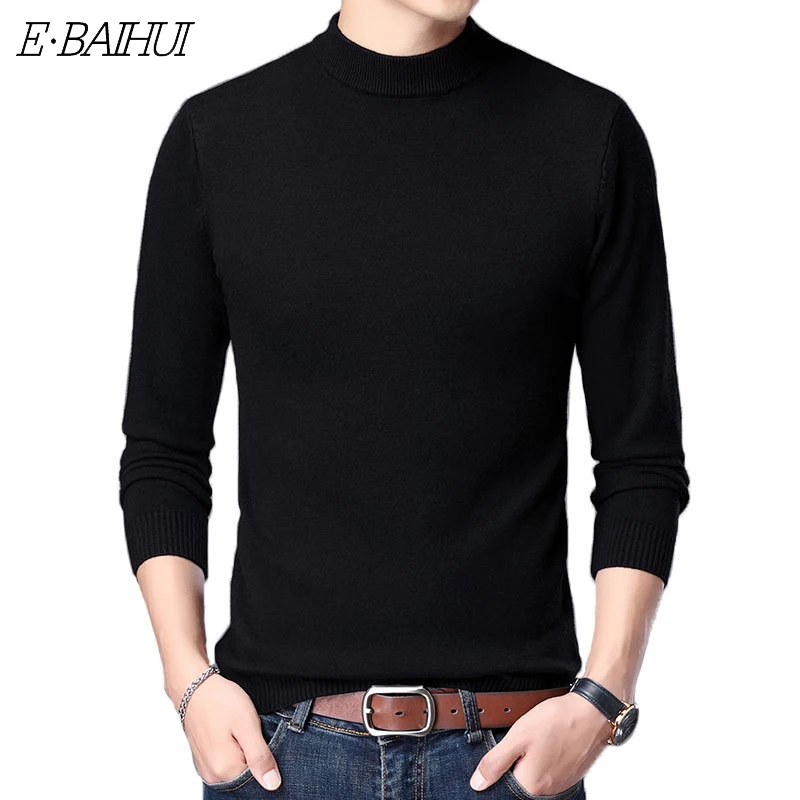 

E-BAIHUI Half Turtleneck Men's Sweater Thicken Korean Style New Long Sleeve Sweater Men Clothing M-3XL