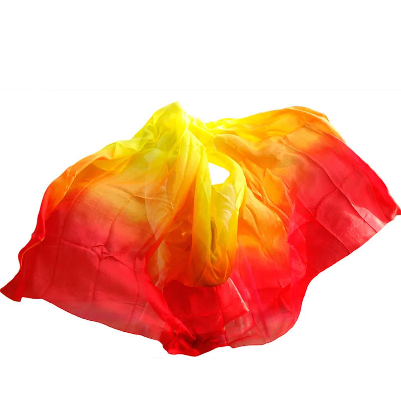 Настоящие шелковые вуали индивидуальные ручной работы окрашенный шарф шаль чистый натуральный китайский шелк вуали принадлежности для танца живота реквизит для представления - Цвет: color 3-YE
