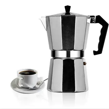 

European Aluminum Moka Coffee Pot with Silicone Seal Ring Machine Universal Professional Octagonal Pots Coffee Cup