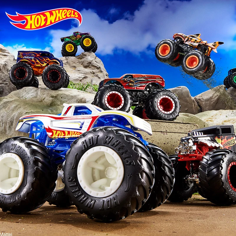 1: 64 Hot Wheels Monster Trucks Металлический Игрушечный Автомобиль Hotwheels гигантские колеса большая коллекция ног дикие столкновения автомобильные игрушки FYJ44