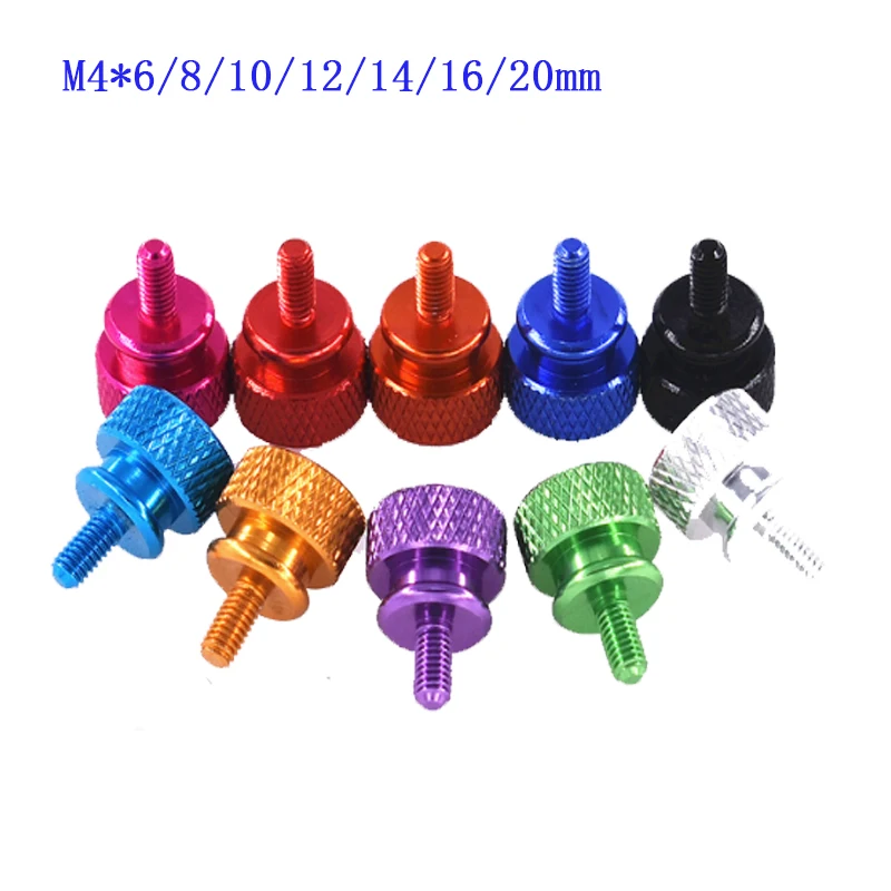 5pcs/lot M4x6/8/10/12/14/16/20 Aluminum Alloy Multicolor Mand-Tightened Knurled Thumb Screw Bolt Fixed Chassis Side Panel | Обустройство