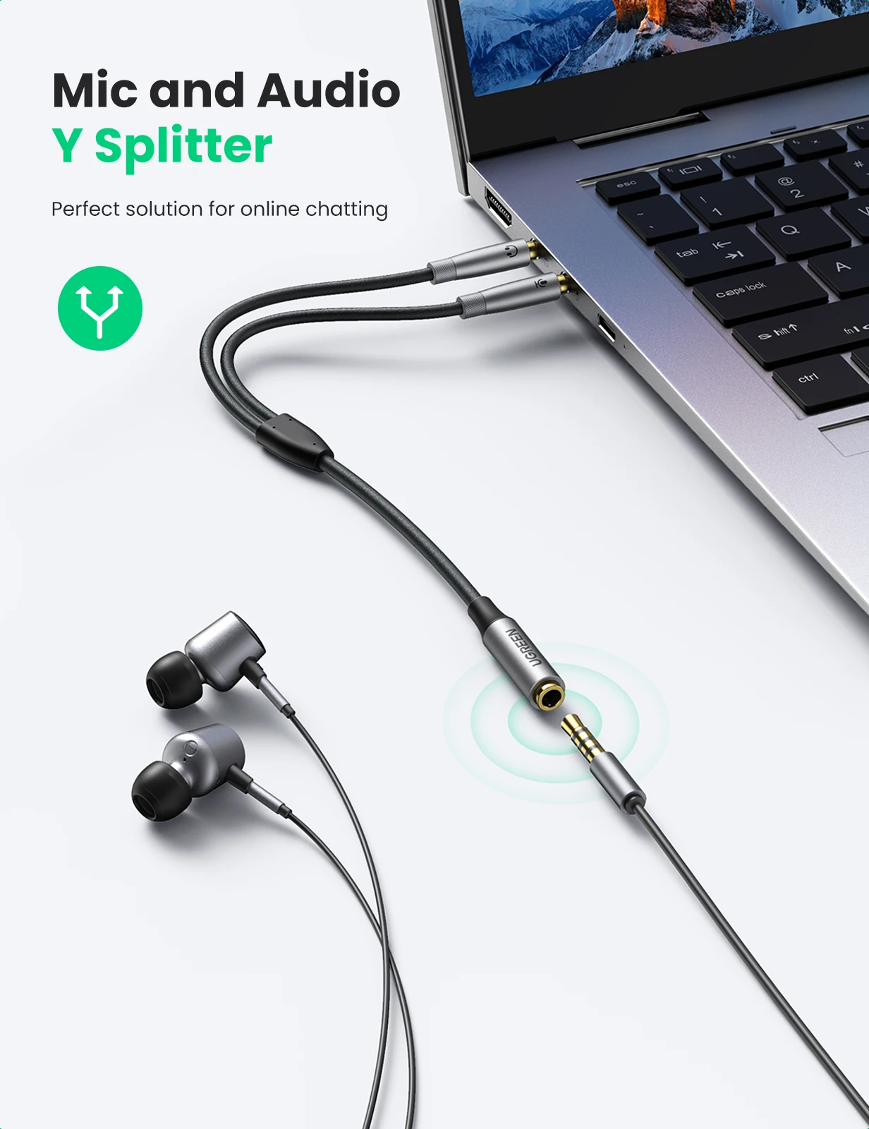 ǻͿ   UGREEN  й 3.5mm  2  3.5mm  ũ  Y й AUX ̺  PC 
