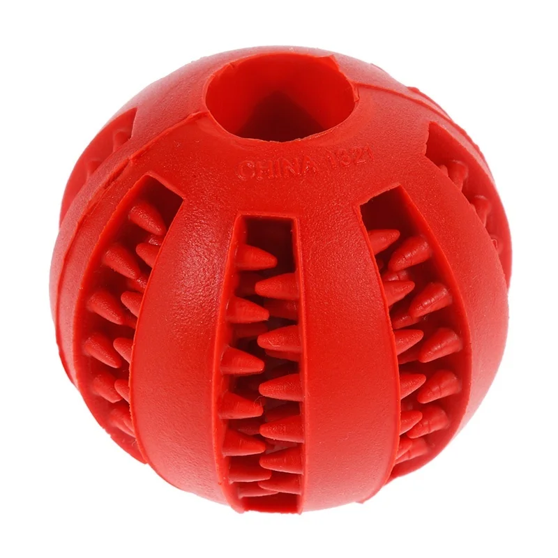 Собака резиновый мяч жевательная игрушка дозатор утечки еда играть интерактивный мяч Pet для зубов прорезывание зубов обучающая игрушка эластичность зуб Чистый инструмент - Цвет: red
