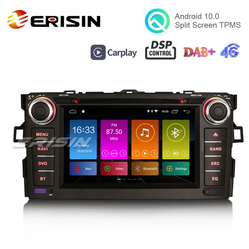 Erisin ES3017A 7 &quotDSP Android 10 0 DAB + Автомобильный GPS DVD плеер OBD CarPlay Wifi для AURIS COROLLA